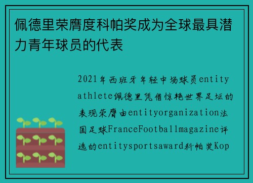佩德里荣膺度科帕奖成为全球最具潜力青年球员的代表